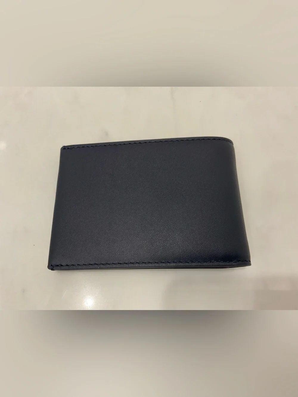 NEW Tumi Embossed “T” Slim Single Billfold Wallet - 100% NAVY BLUE LEATHER